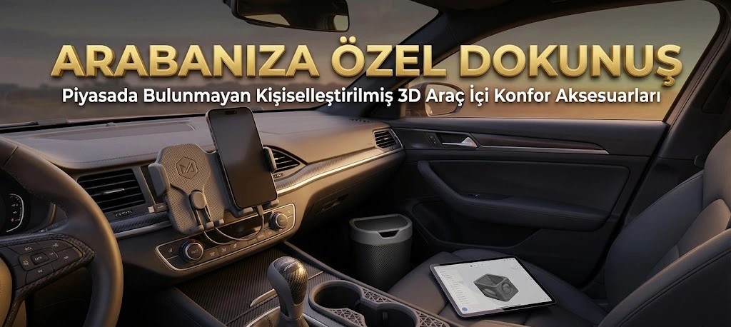 Standart Ürünler Arabanıza Uymaz: Piyasada Bulunmayan, Kişiselleştirilmiş 3D Araç İçi Konfor ve Düzen Aksesuarları
