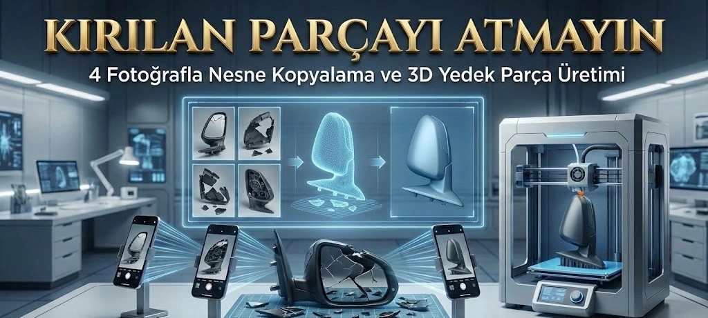Kırılan Parçayı Çöpe Atmayın: Fotoğrafla Nesne Kopyalama (Klonlama), Tersine Mühendislik ve 3D Yedek Parça Devrimi