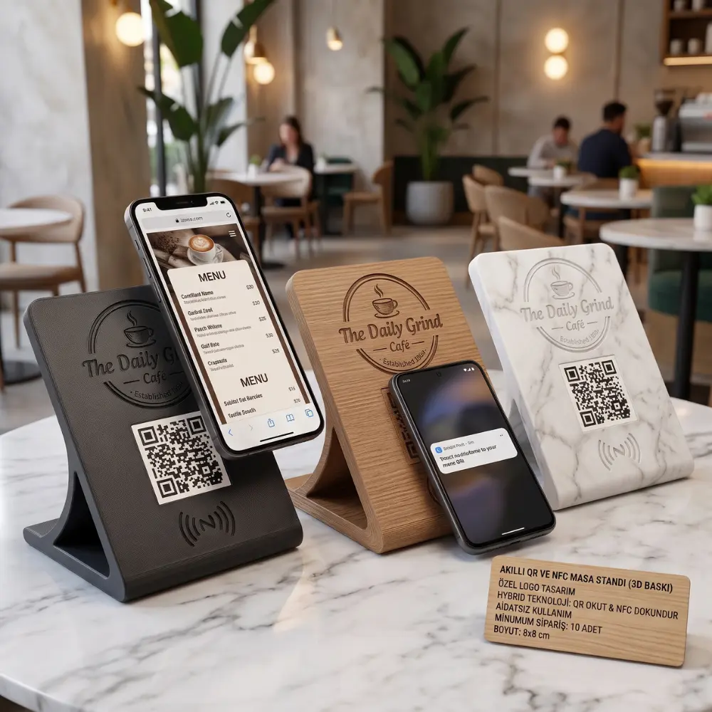 Akıllı QR ve NFC Masa Standı (3D Baskı)